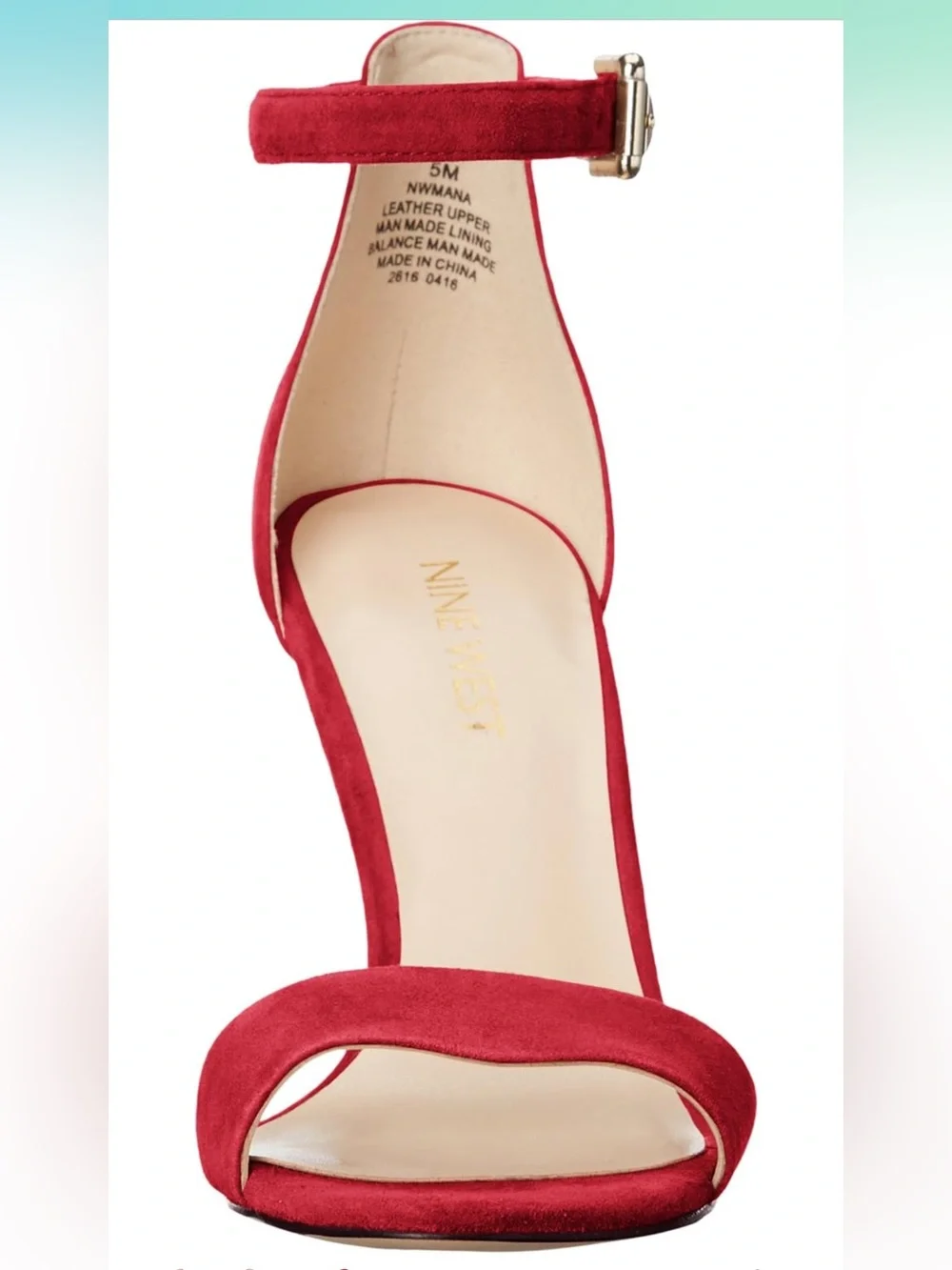 Nine West Mana Red Suede Ankle Strap Stiletto Heels 8.5